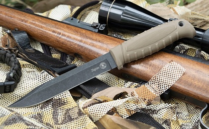 Таран V2. Рукоять эластрон песок. Чёрный клинок.